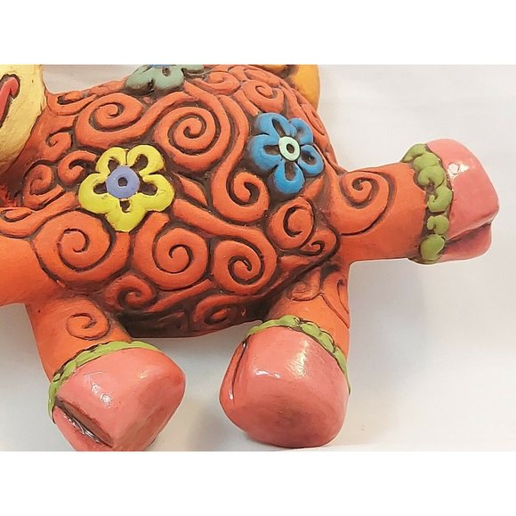 Vintage whimsical flower girl cow wall hanging figurine pottery 6.5" handmade - Picture 4 of 8